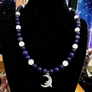 Handmade Lapis Lazuli and White Jade Necklace